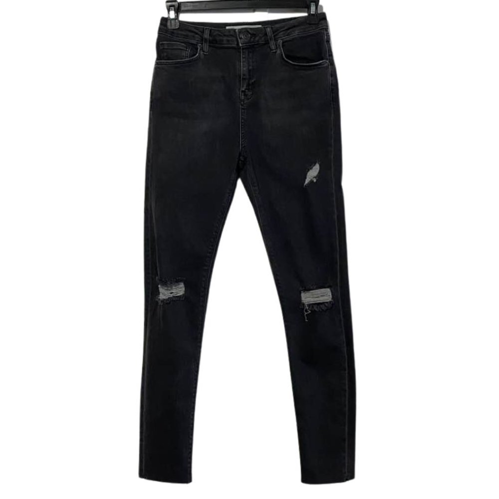 Topshop Moto Jamie Dirty Gray Distressed Skinny Jeans - Knee Rips